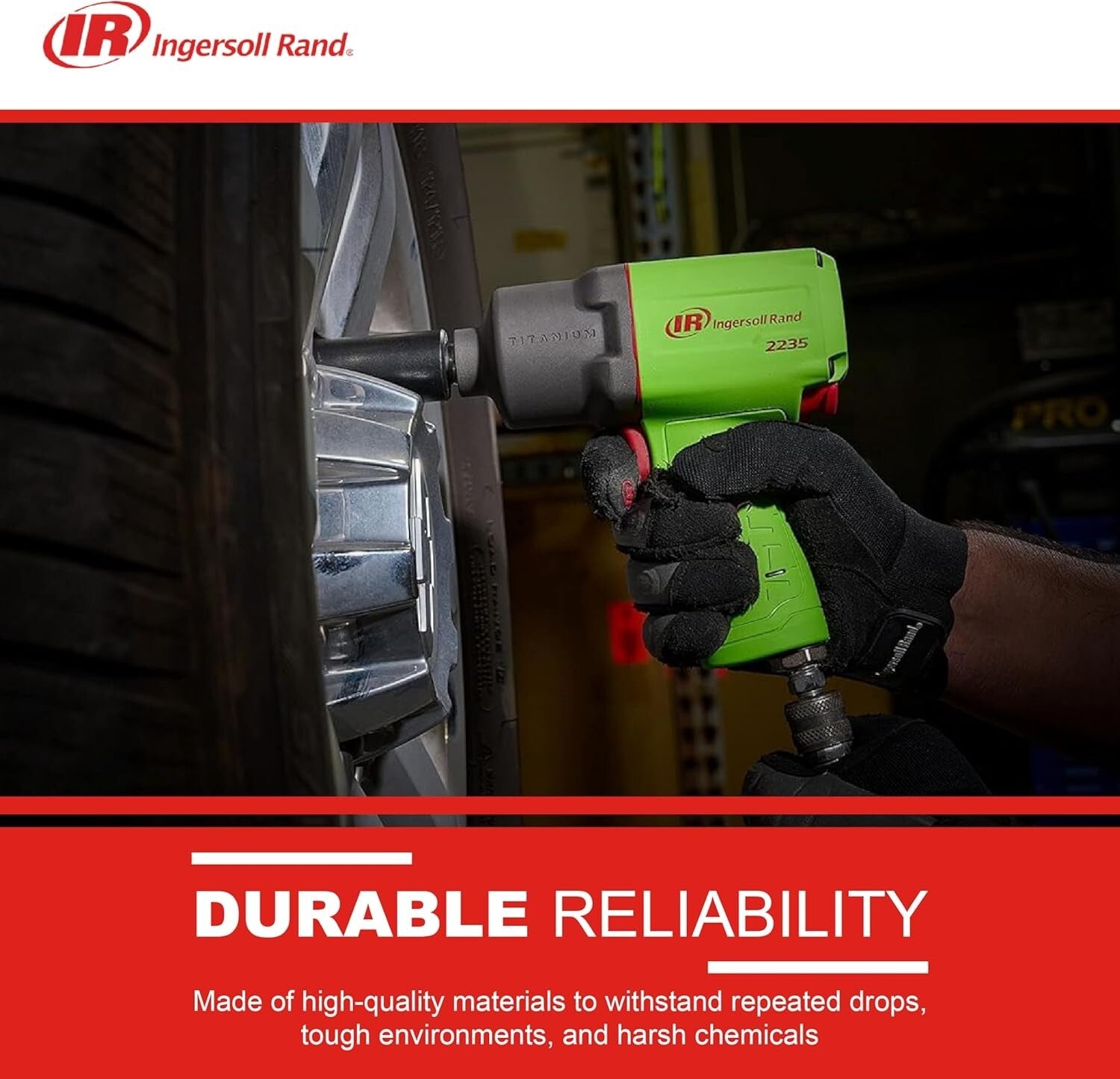 1/2" Air Impact Wrench - Lightweight 4.6 lbs, 1,350 ft-lbs Torque, Titanium Case