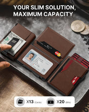 Load image into Gallery viewer, Brown RFID Wallet with Magnetic Bifold - Slim Design for Quick Card Access