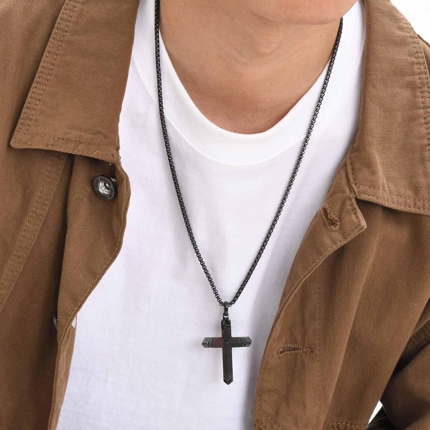 Elegant Wooden Cross Pendant by Koa with Stainless Steel - Perfect Gift for Men