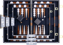 Load image into Gallery viewer, Premium Leather Backgammon Set - Classic 15-Inch Portable Game in Navy