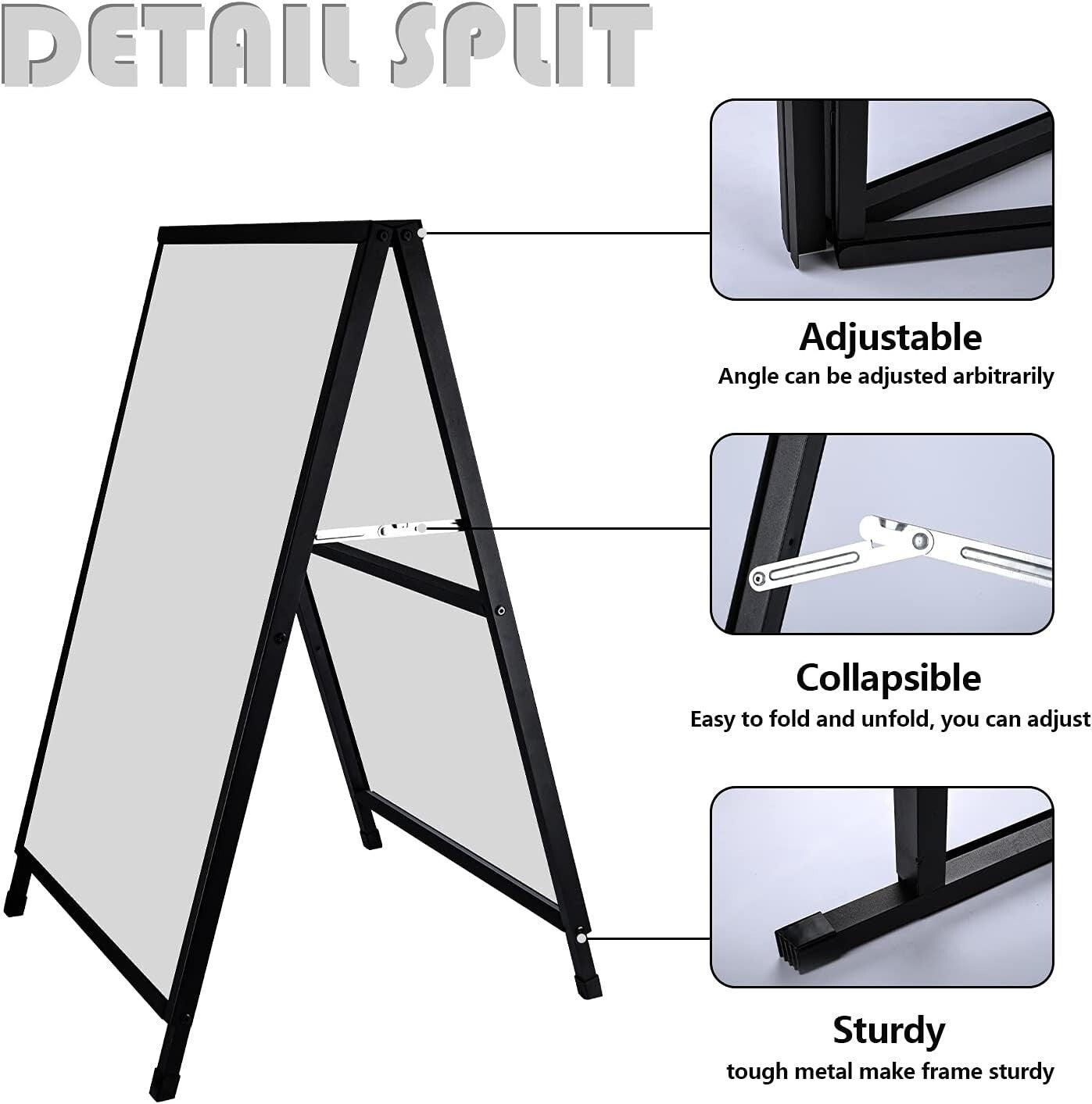 Heavy-Duty A-Frame Sidewalk Sign 24x36 Inches with Slide-in Poster Feature