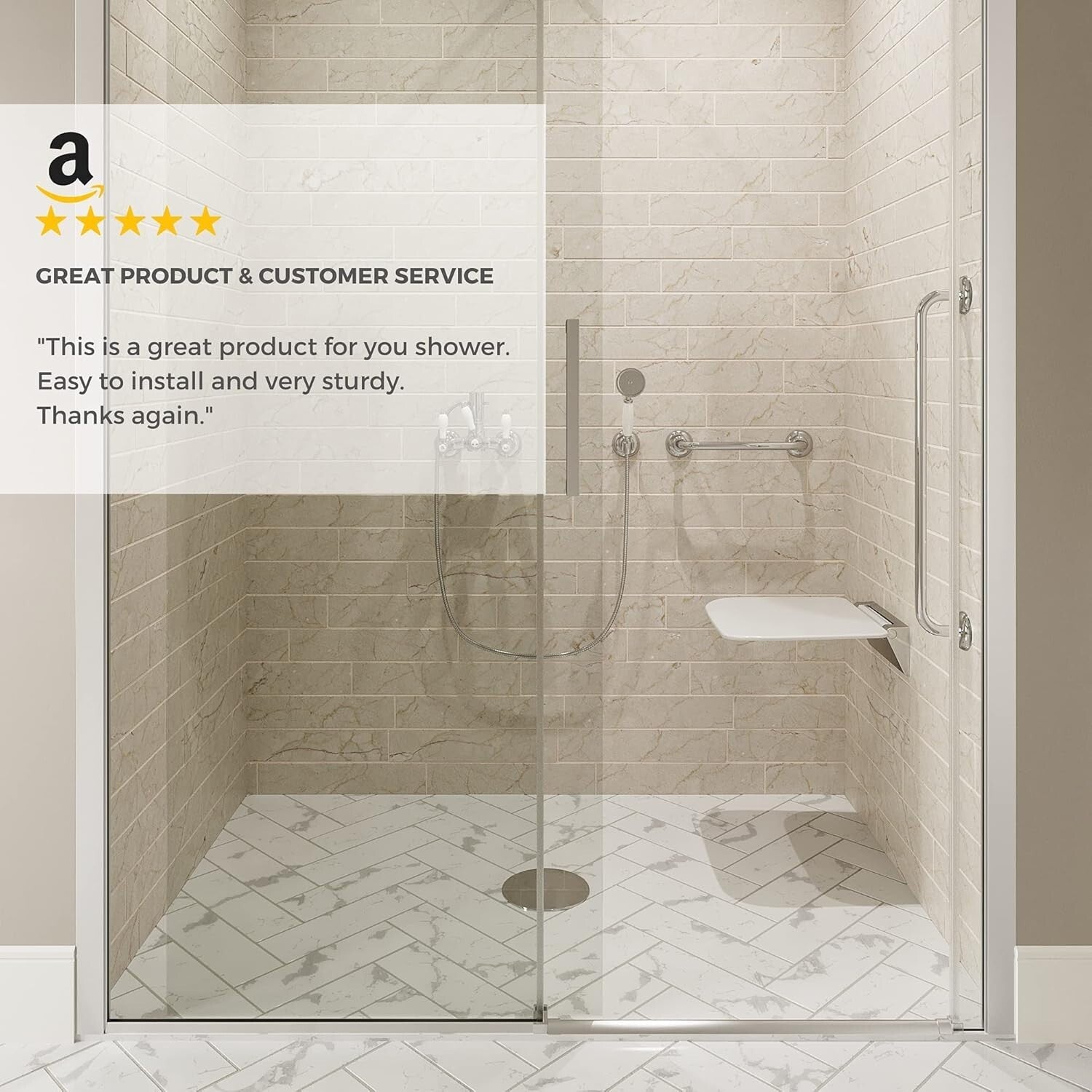 Compact & Modern Shower Bench - Fold Down Shower Seat with 350lbs Capacity