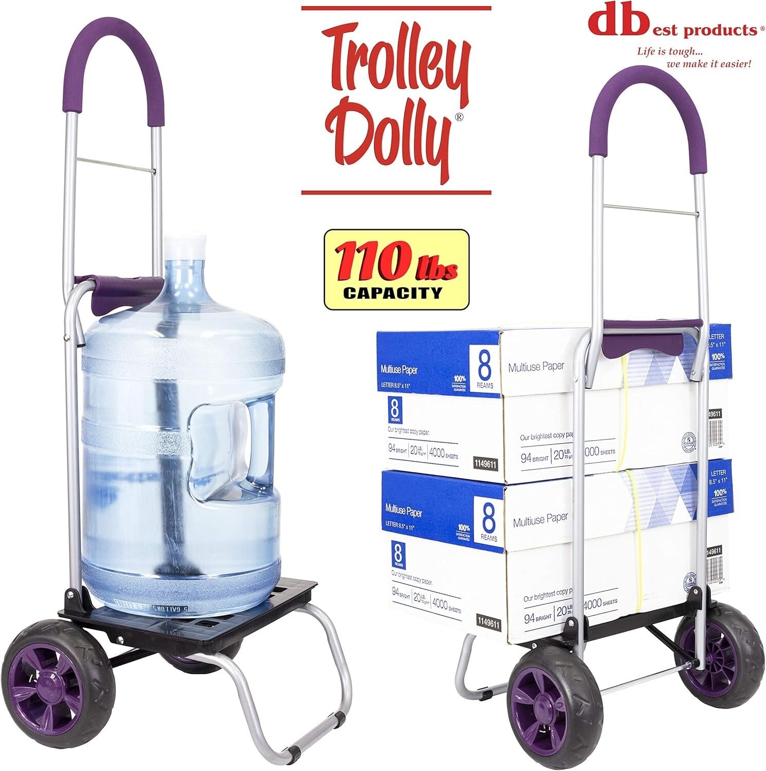 Durable Purple Shopping Cart with Removable Bag & Heavy Duty Wheels for Outdoors