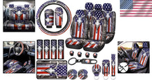 Load image into Gallery viewer, Universal Fit American Flag Camo Seat Covers with Steering Wheel and Accessories
