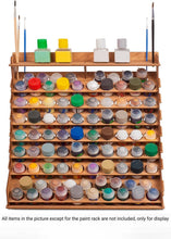 Load image into Gallery viewer, Wooden Paint Organizer for 87 Bottles &amp; 14 Brushes - Ideal for Miniature Artists