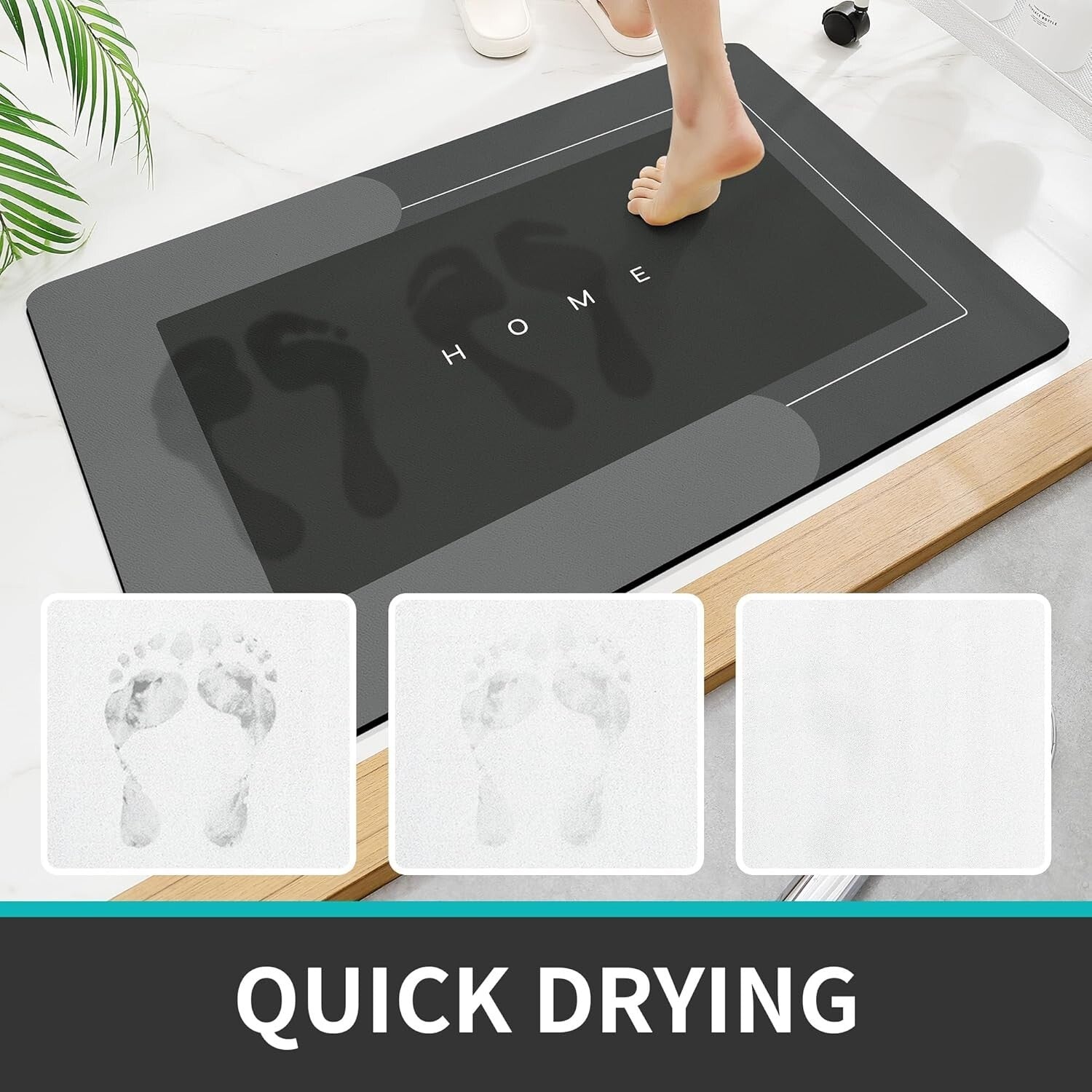 Absorbent 2-Piece Bath Mat Set with U-Shaped Rug - Stylish Dark Grey Design