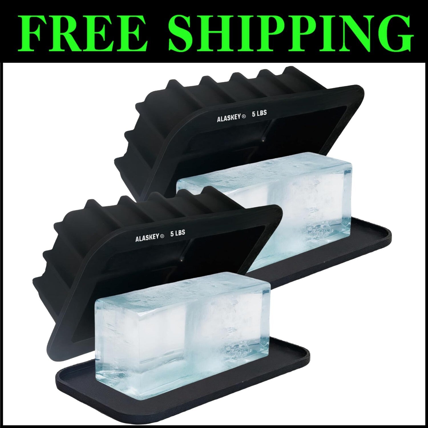 2-Pack Extra Large Ice Block Mold with Lid - 5 lbs Silicone Tray for Coolers