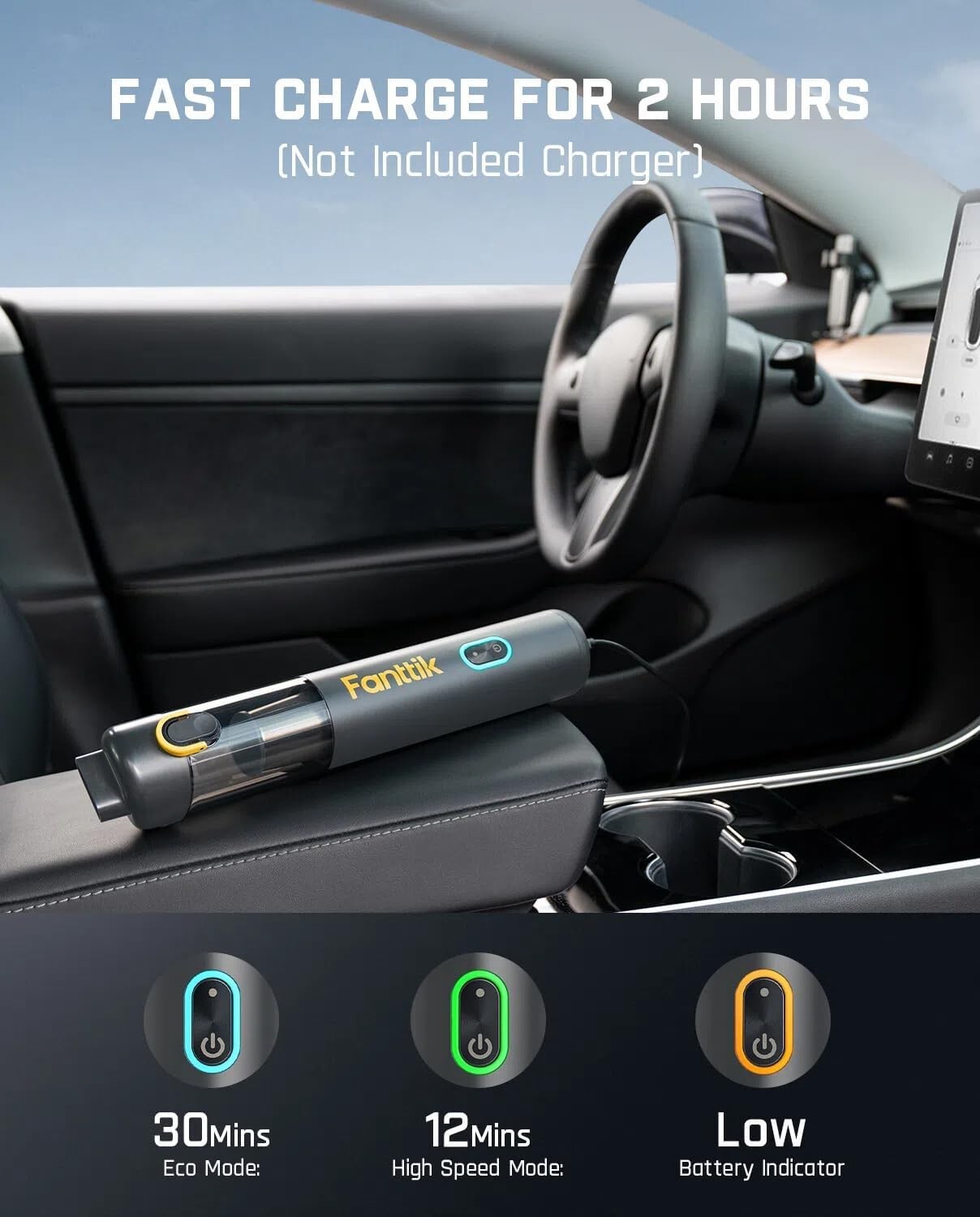 Lightweight Handheld Car Vacuum 12000Pa: USB-C Charge & Pet Brush Included