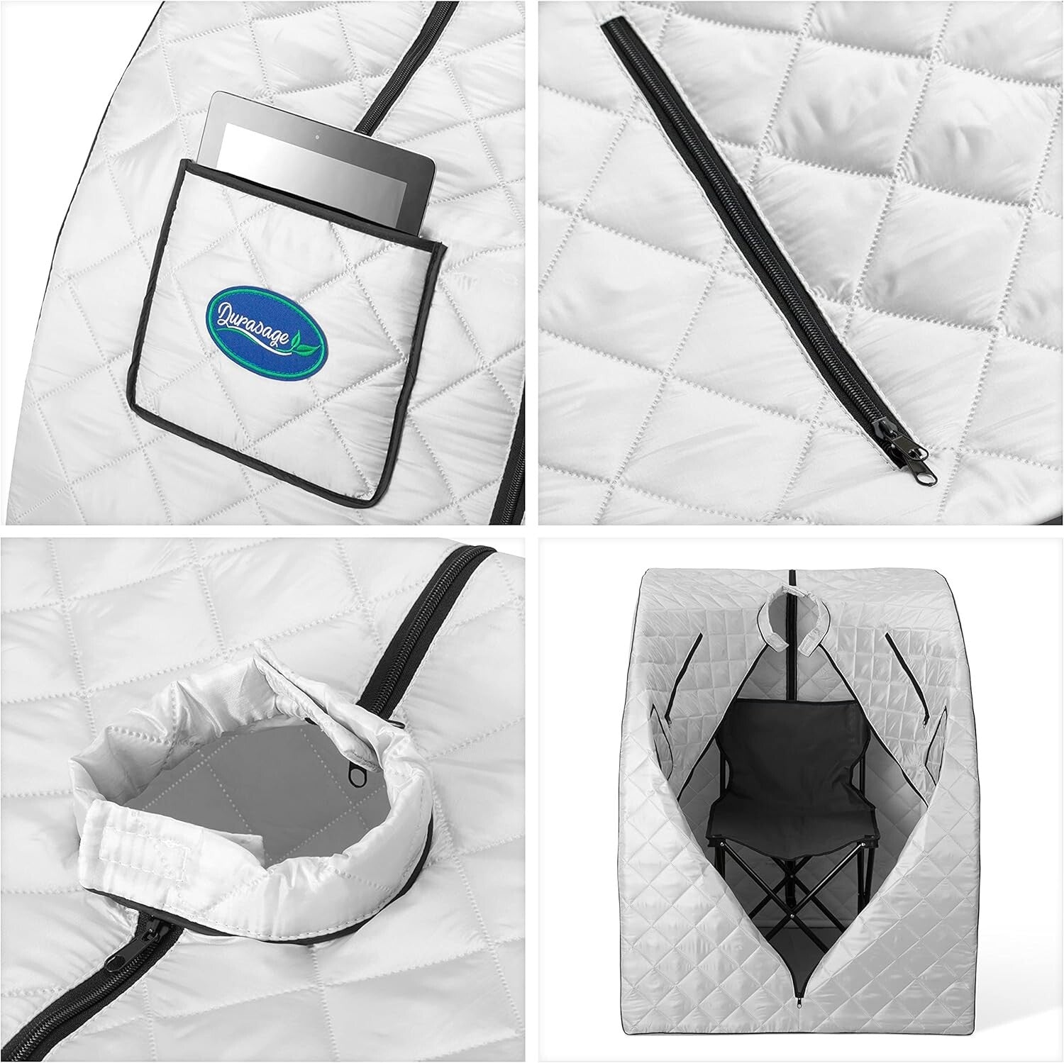 Complete Portable Steam Sauna Spa with 800W Generator & Dual Pockets for Comfort