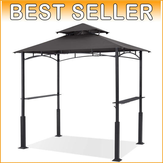 Durable 8x5 Grill Canopy Shelter with LED Light for Stylish Outdoor Cooking