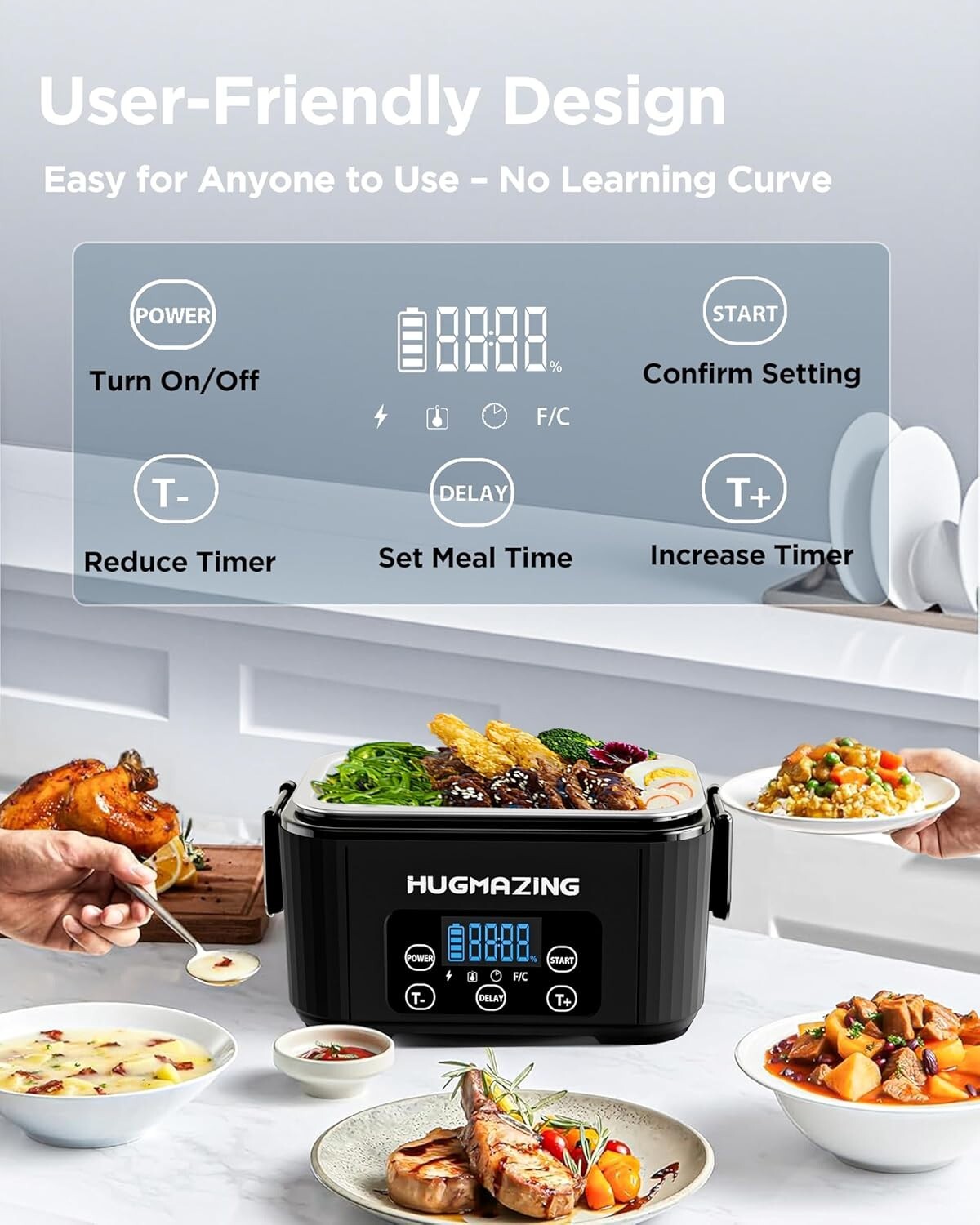 1100ML Cordless Electric Lunch Box - Ideal for Office, Outdoor, and Road Meals