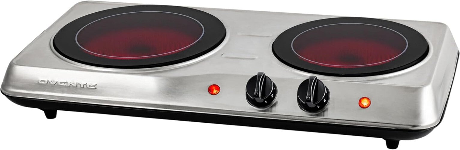 Ceramic Glass Electric Hot Plate - 2-Burner Infrared Cooktop for Easy Cooking