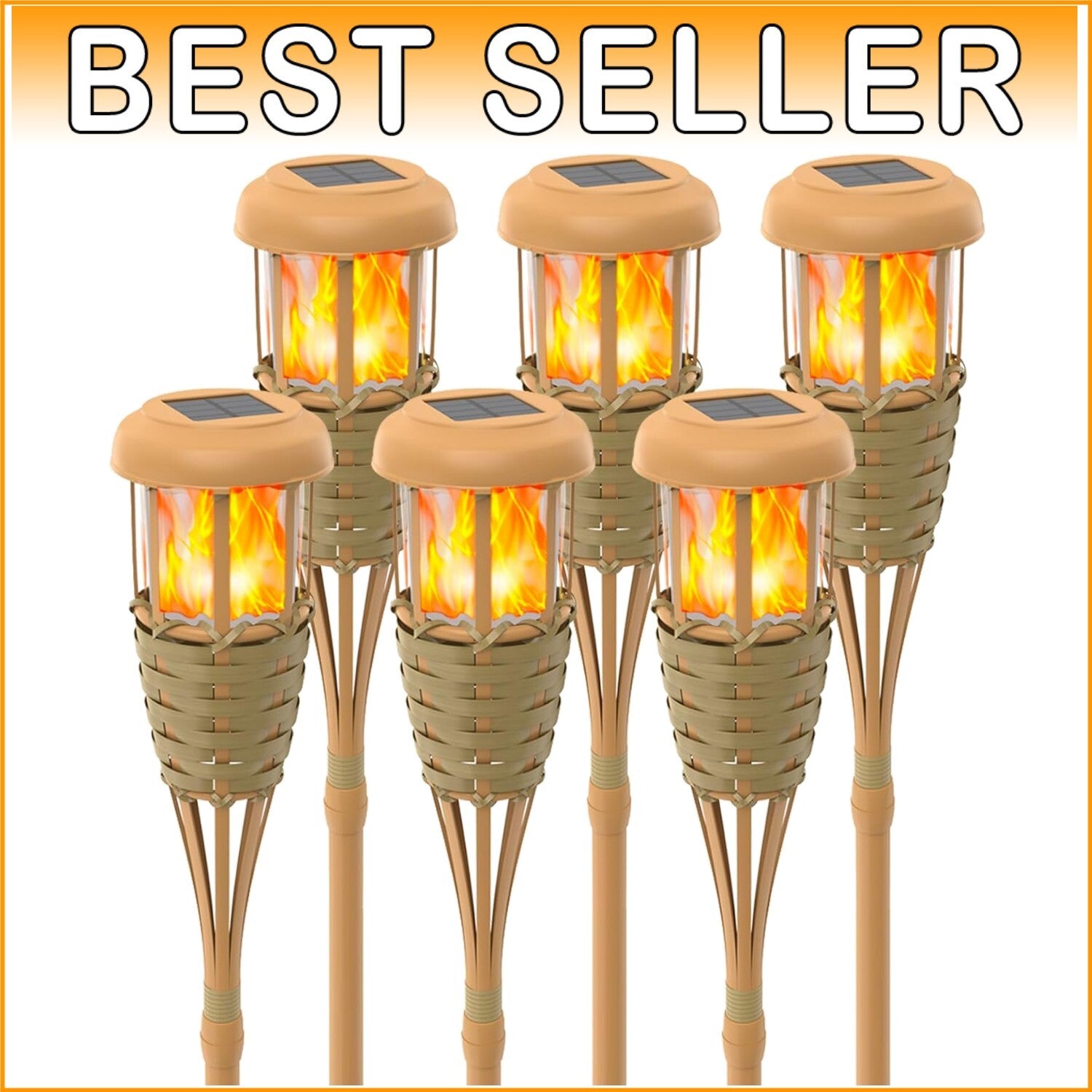 Energy Efficient Solar Torch Lights with Realistic Flickering Flame - 6 Pack