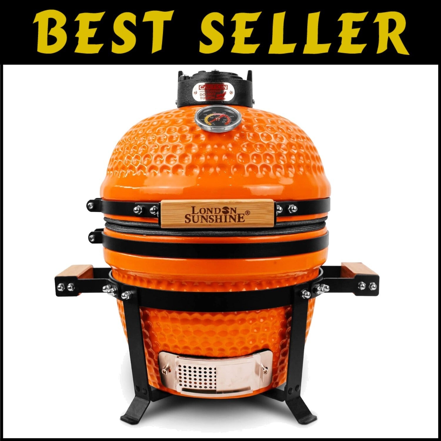 Cadet Series Orange Ceramic Charcoal Grill Smoker - Easy Assembly and Portable