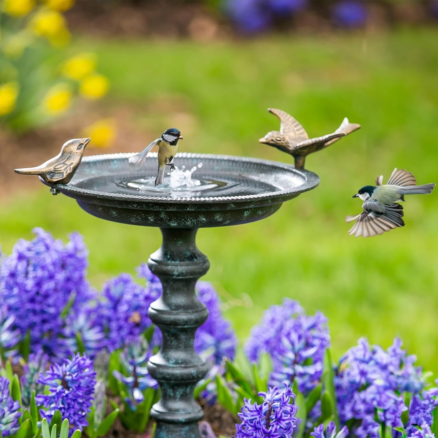 Quality Cast Iron Hummingbird Bath & Feeder - Safe & Elegant Outdoor Decor