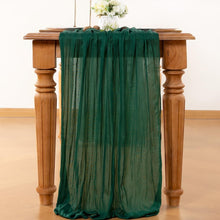 Load image into Gallery viewer, Versatile 10 FT Emerald Green Cheesecloth Table Runner Set for Chic Table Decor