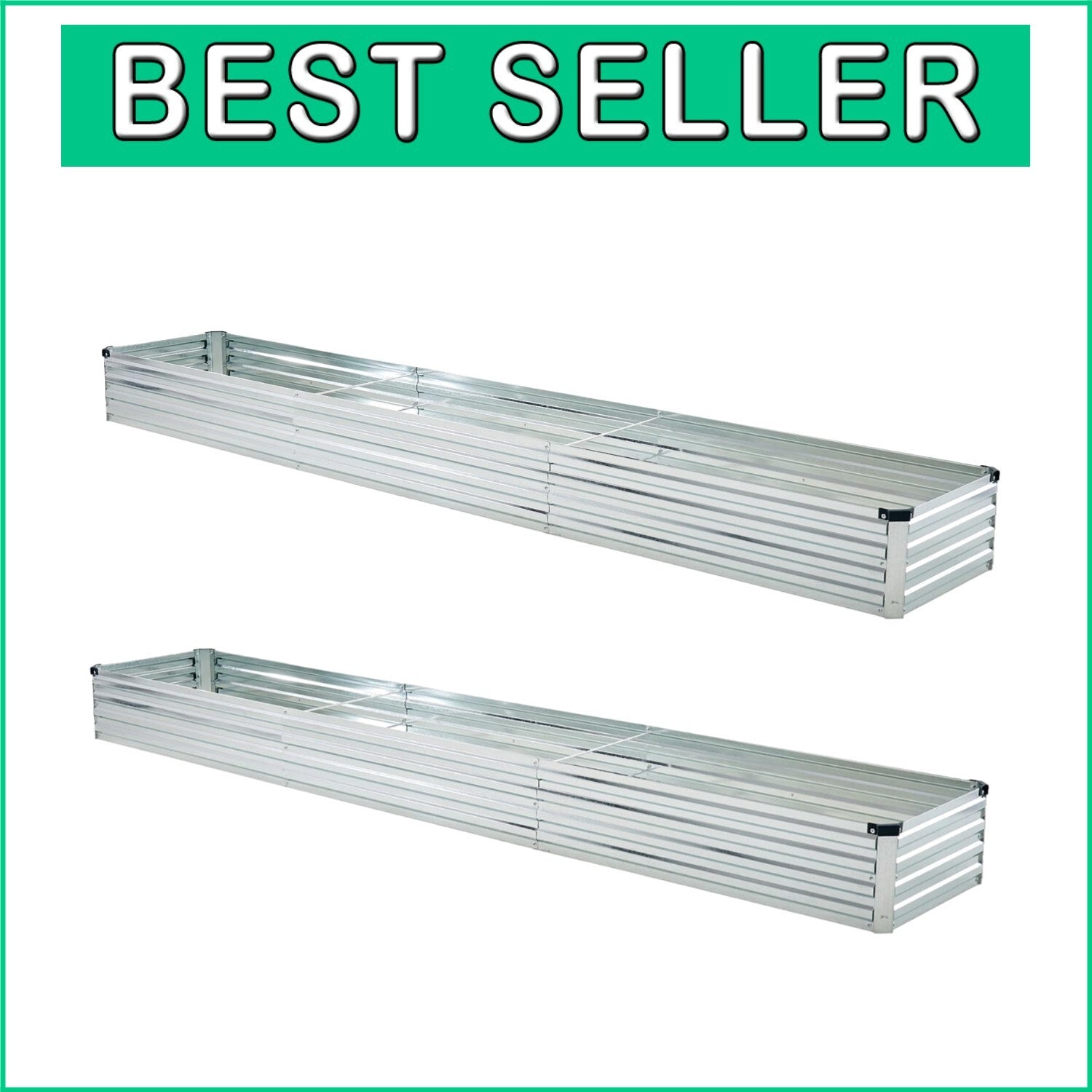 Stylish 10x2x1ft Galvanized Patio Planter - Ideal for Vegetables and Succulents