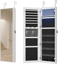 Load image into Gallery viewer, Polished Jewelry Armoire - 8 LED Lighted Full-Length Mirror Storage Solution