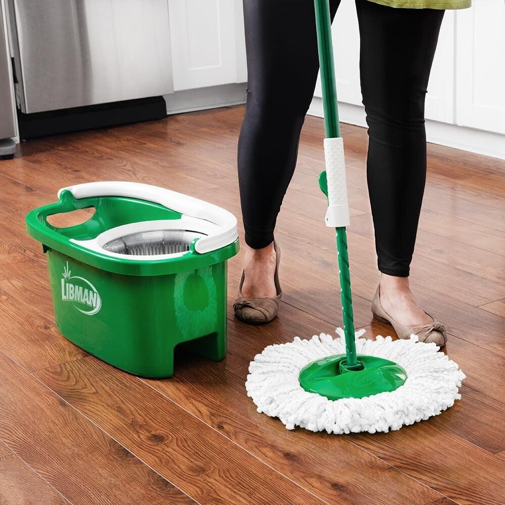 Ultimate Tornado Spin Mop with 4 Mop Heads - Compact Cleaning Solution in Green
