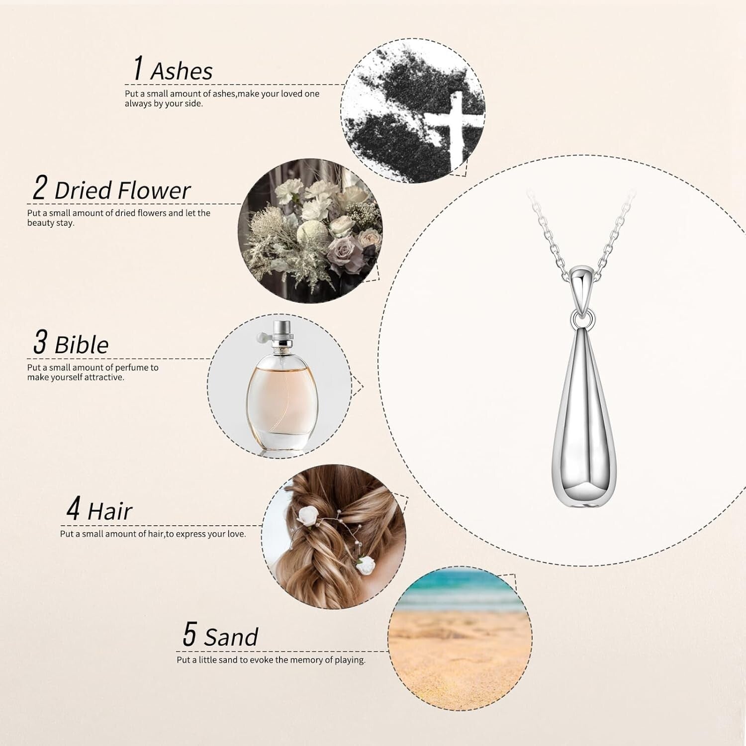 Elegant 925 Sterling Silver Teardrop Urn Pendant Necklace for Cherished Memories