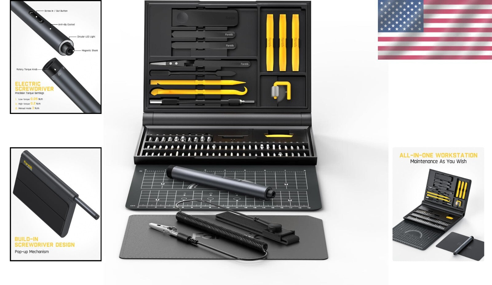 Electric Precision Screwdriver Kit with 64 Magnetic Bits - Ultimate Repair Tool