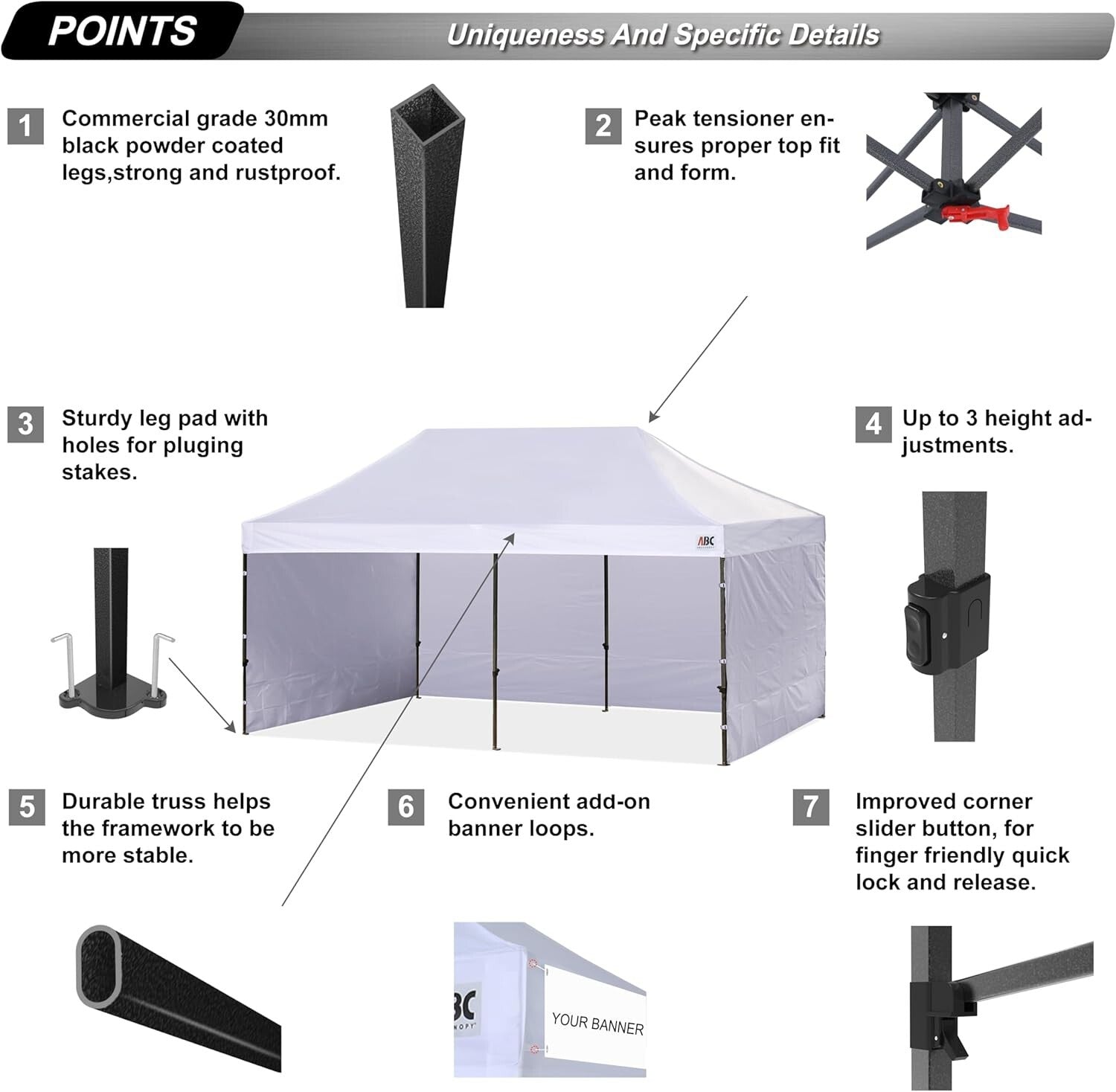 Instant Setup 10x20 Canopy Tent - Heavy Duty with Removable Sidewalls & UV Block