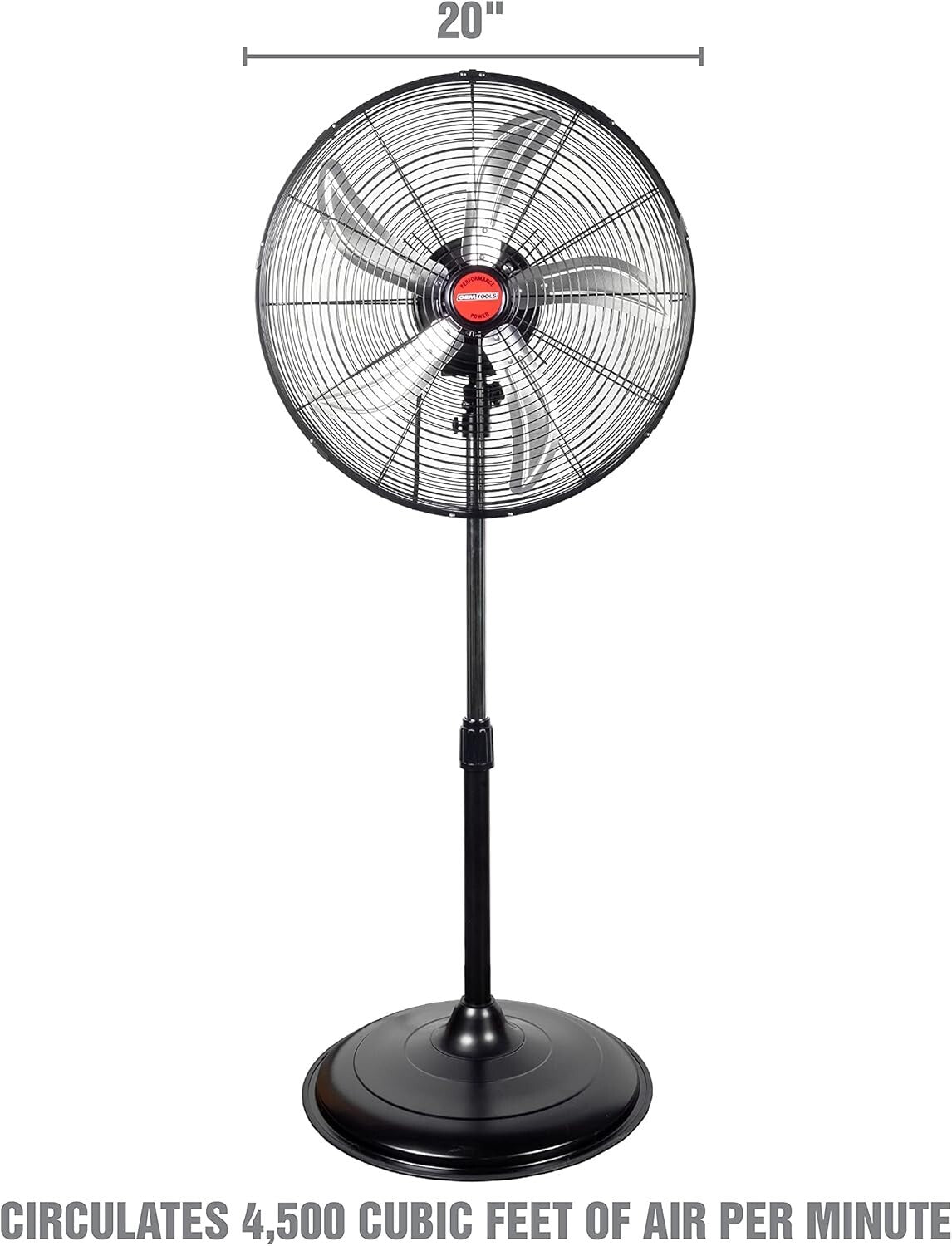 High-Efficiency 20" Oscillating Fan with 4500 CFM Airflow for Large Spaces