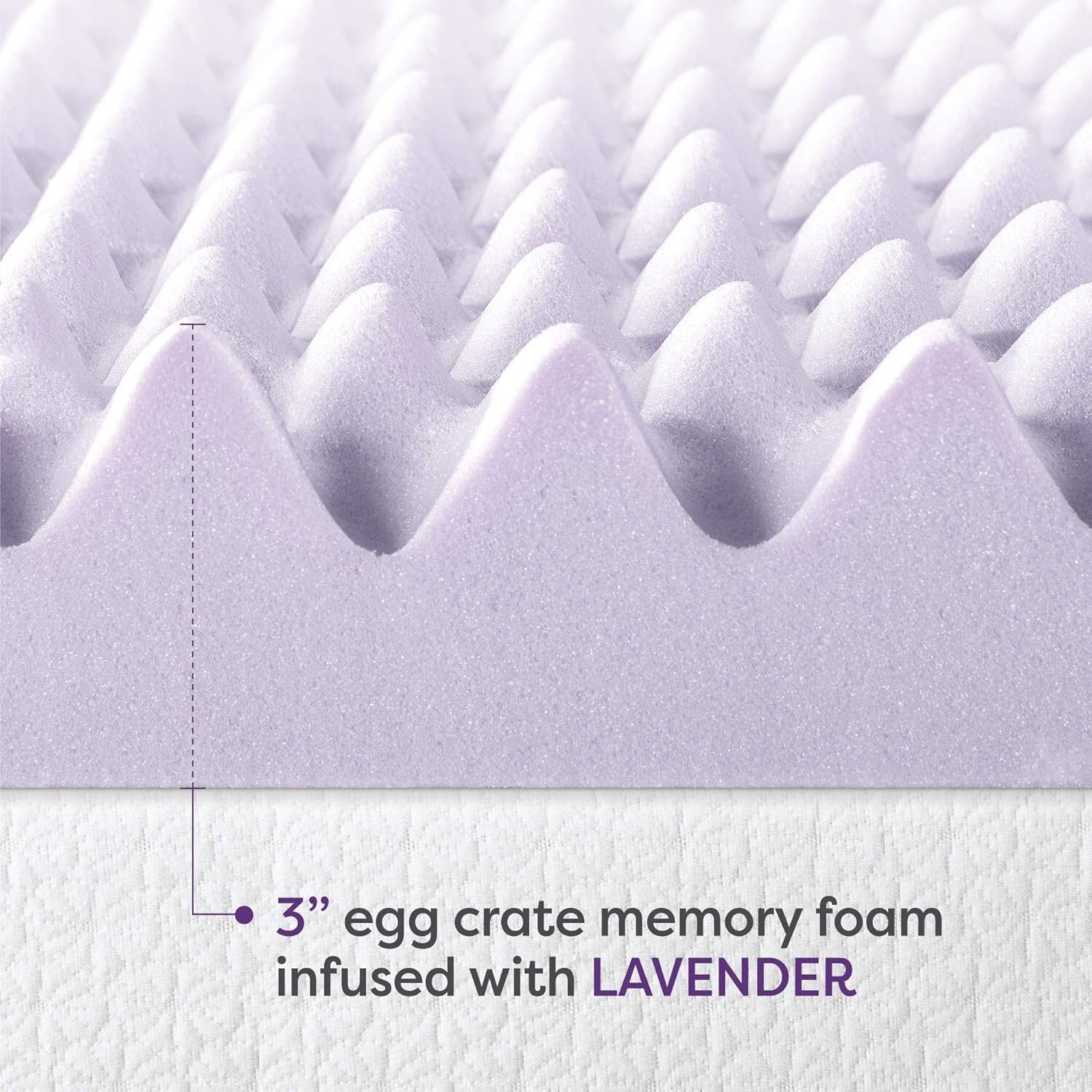 Full Size Egg Crate Memory Foam Topper - Soft Lavender Infusion for Comfort