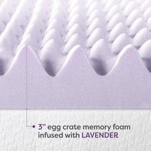 Load image into Gallery viewer, Full Size Egg Crate Memory Foam Topper - Soft Lavender Infusion for Comfort