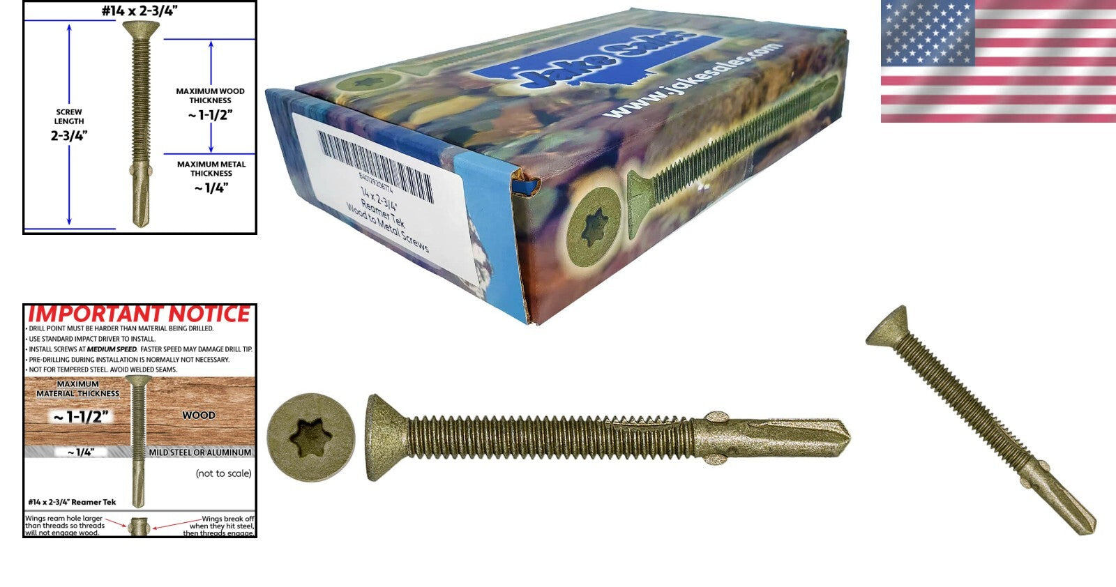 Heavy-Duty Reamer Tek T-30 Screws for Secure Wood to Steel Applications - 5 lbs