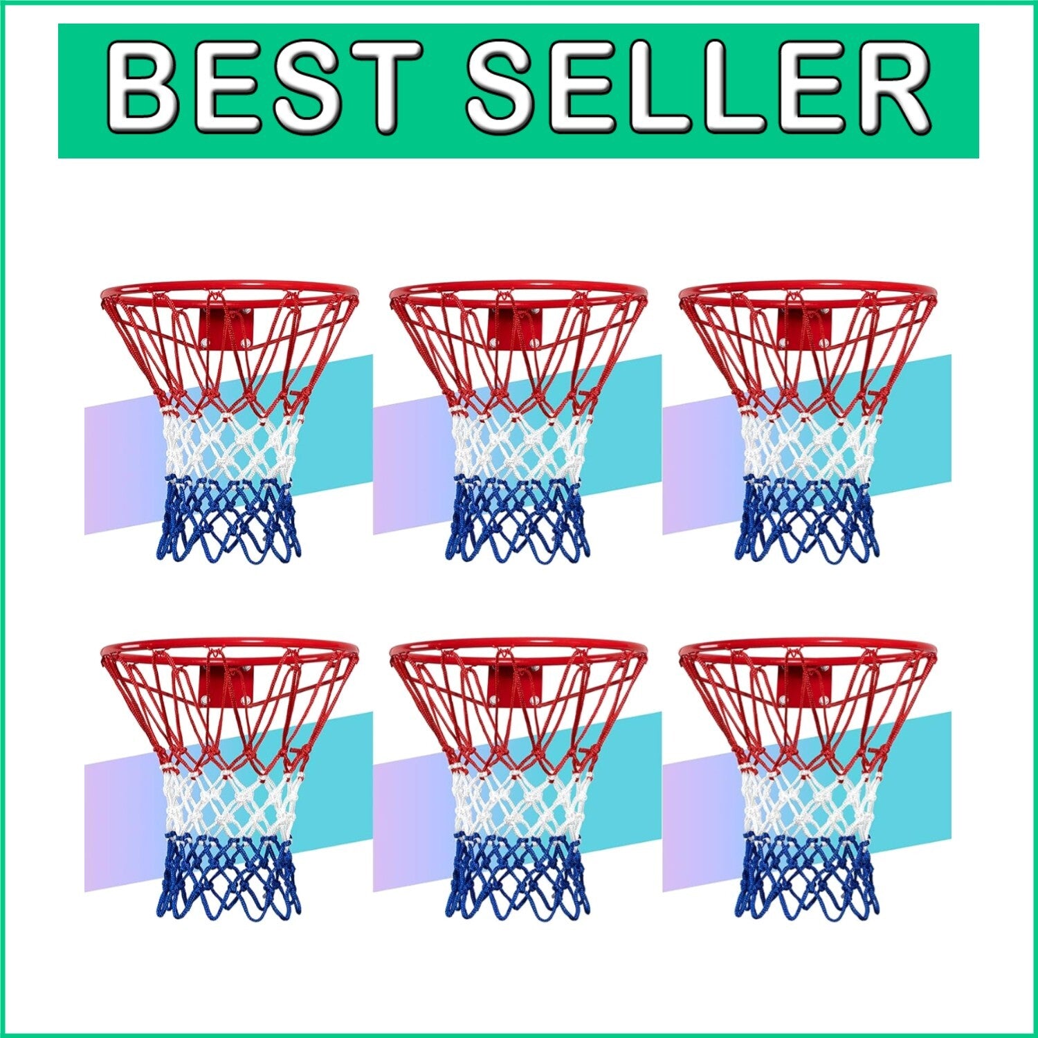 2025 Upgrade Basketball Nets - 12 Loops, Weatherproof, Fade-Resistant, 6 Pack
