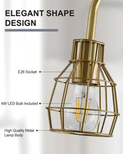 Load image into Gallery viewer, Stylish 63.75" Gold Industrial Floor Lamp with Eco-Friendly 4W LED &amp; Footswitch