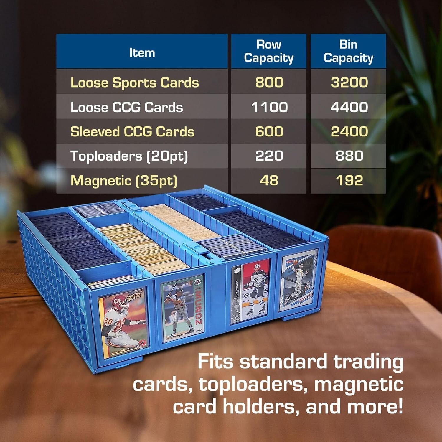 Blue Collectible Card Bin Set - Holds 3200 Cards Each with Custom Dividers