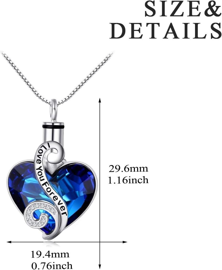 Hypoallergenic Heart Urn Necklace with Austrian Crystals - Memorial Keepsake
