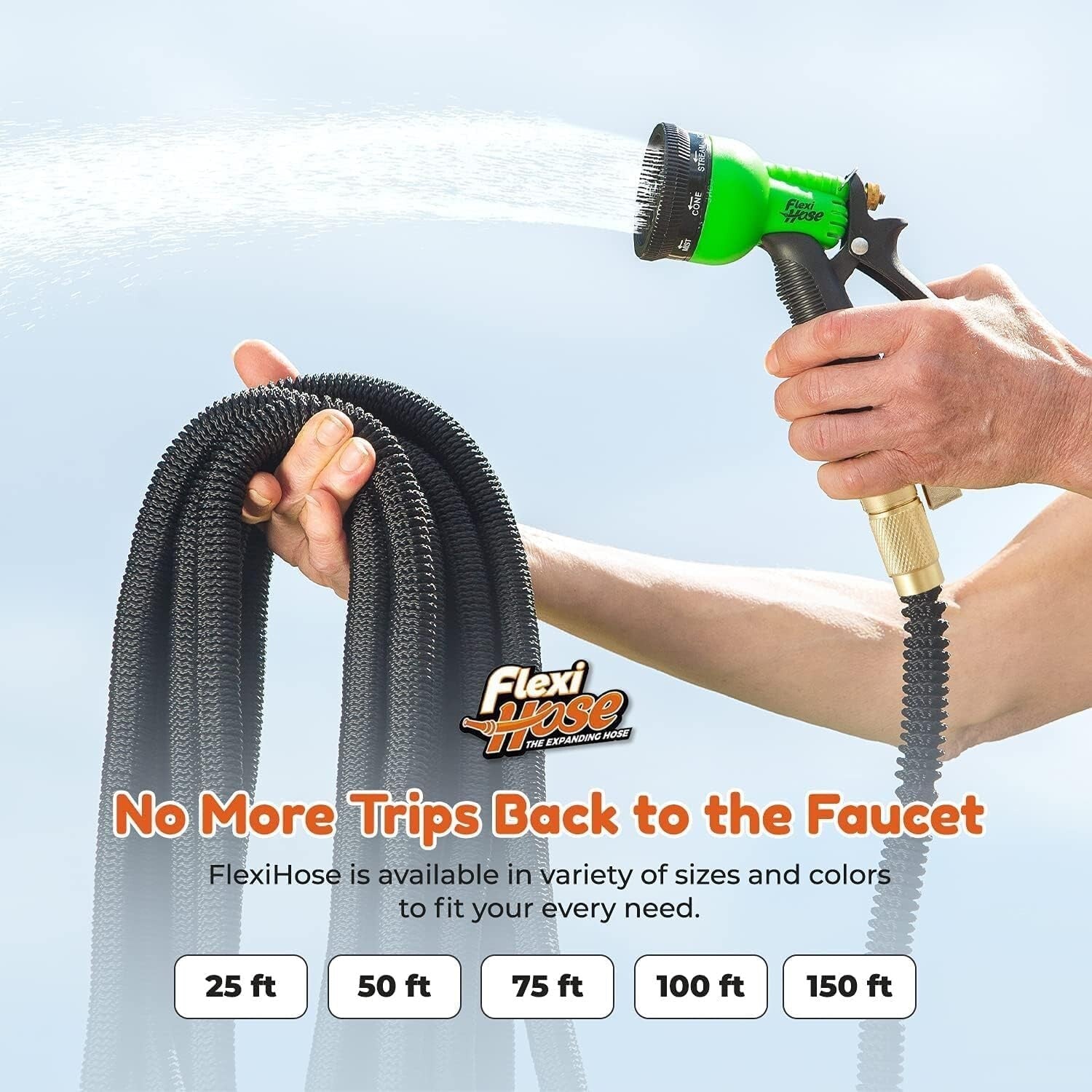 Flexible Expandable Garden Hose – 50ft with 8 Patterns, Anti-Kink Technology