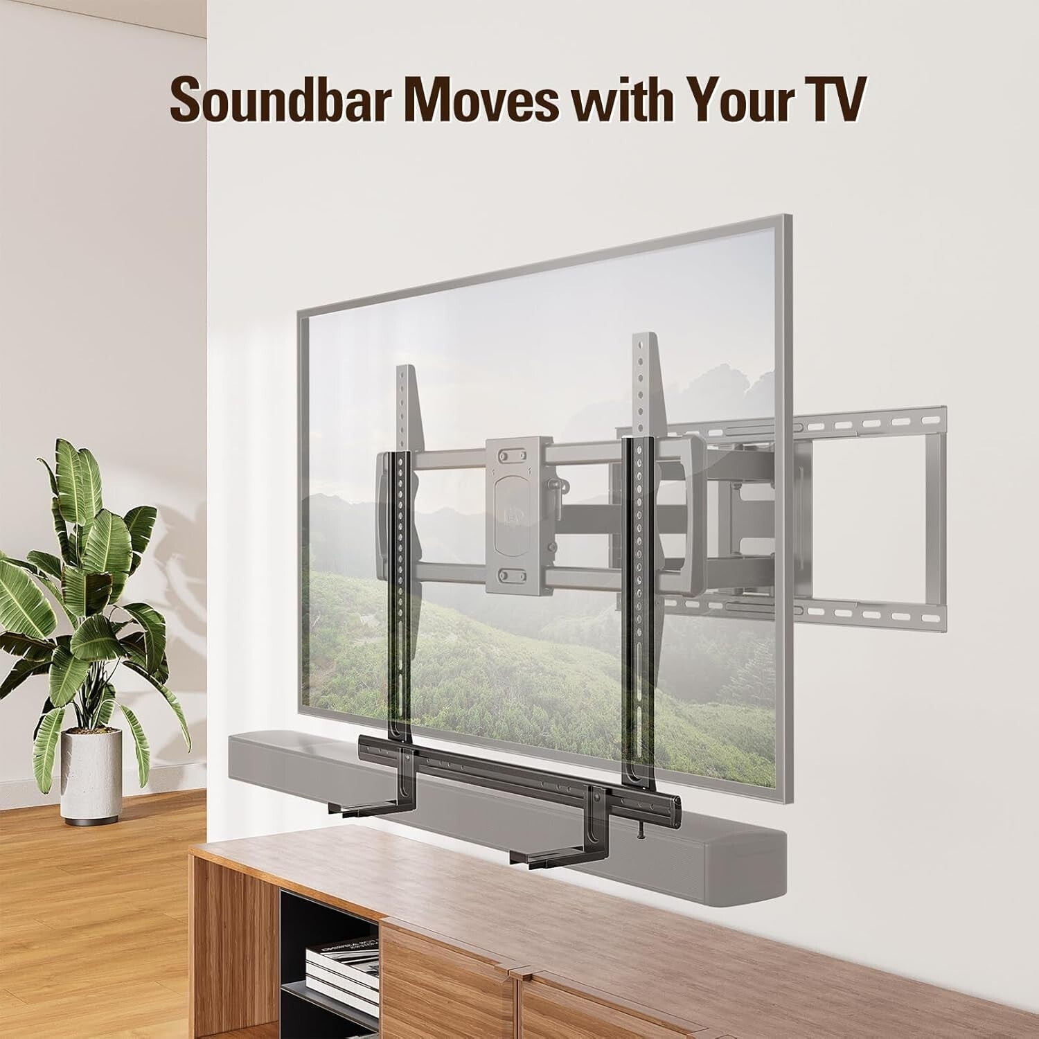 Adjustable Soundbar Mount for Most Brands, Space-Saving Design for Smart Homes