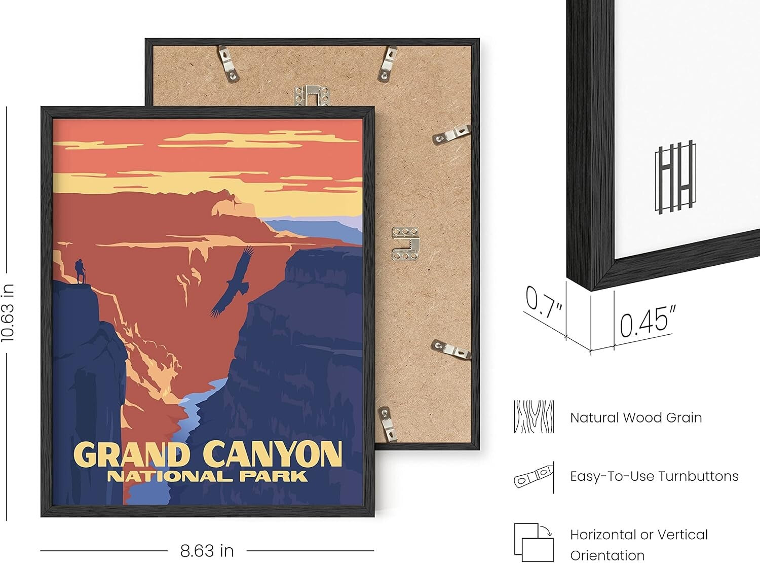 Customizable Vintage National Park Art - 8x10 Mountain Posters in Black Frame