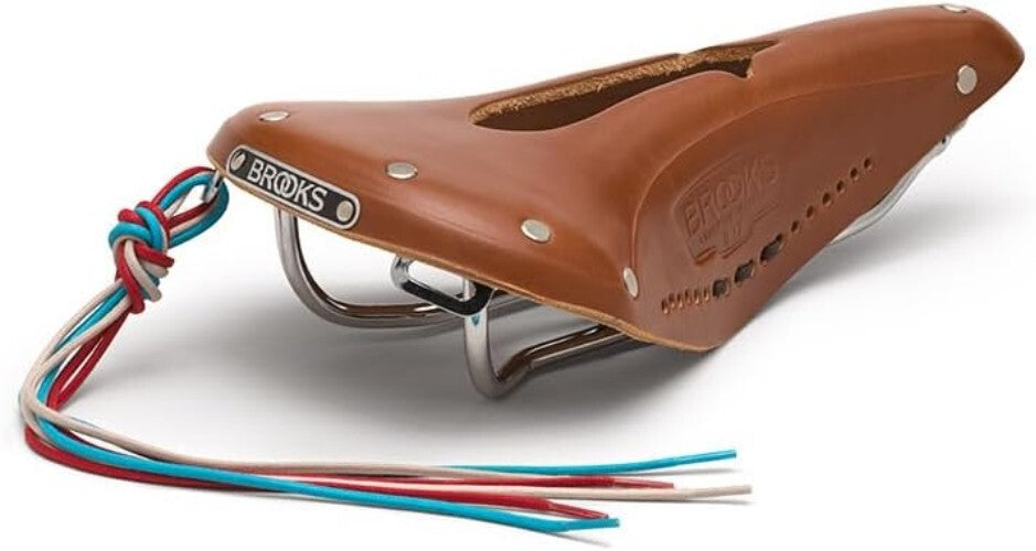 Classic B17 Carved Leather Bike Saddle - Pressure Relief and Timeless Design