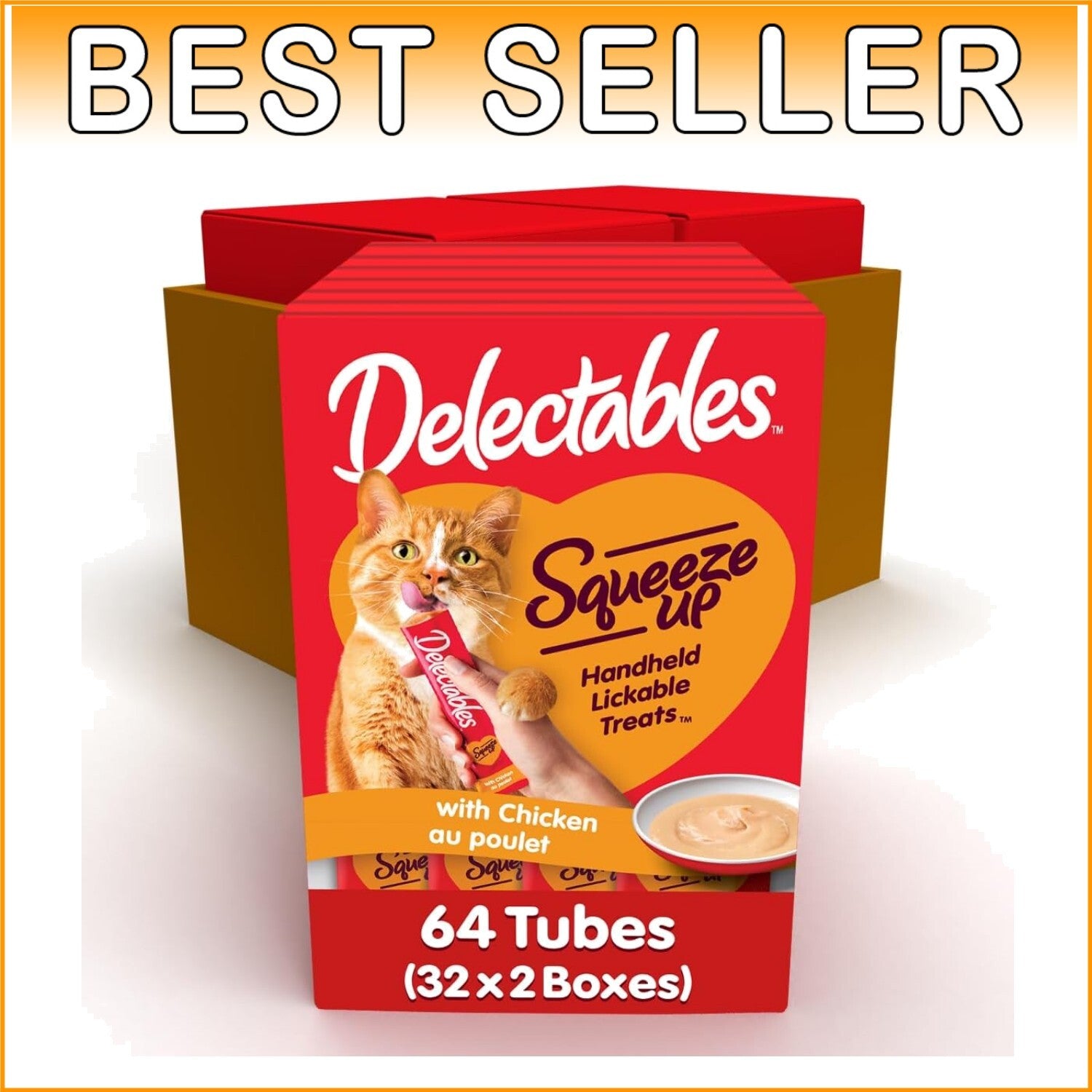 Handheld Lickable Cat Treats for Adult & Senior Cats - Chicken Flavor (16 Count)