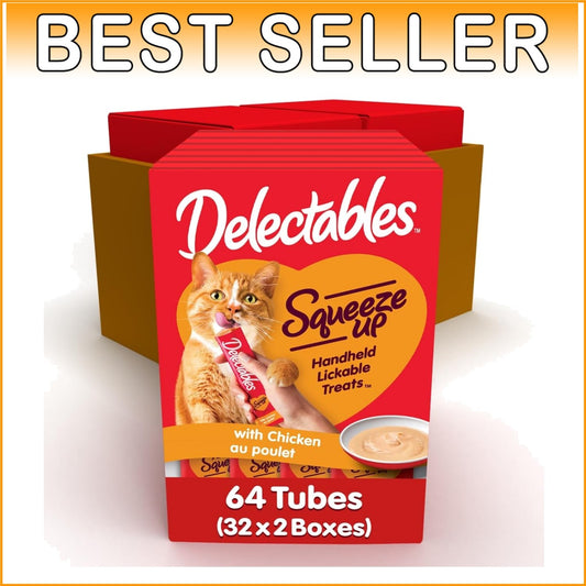 Handheld Lickable Cat Treats for Adult & Senior Cats - Chicken Flavor (16 Count)