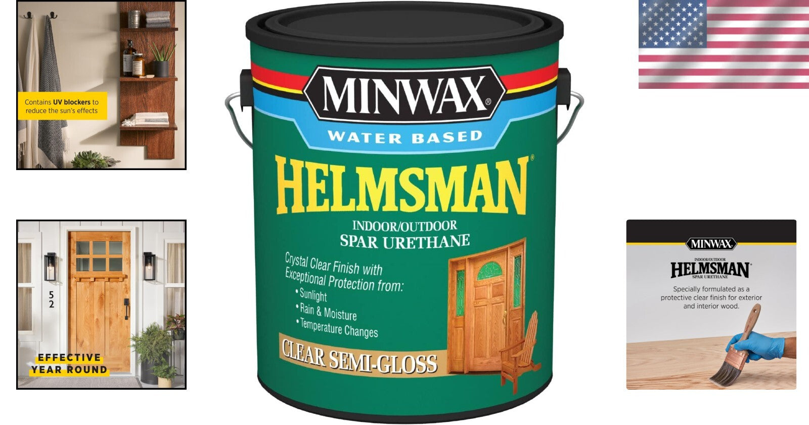 Protective Semi-Gloss Water-Based Spar Urethane, 1 Gallon, Covers 500 sq. ft.