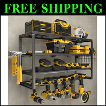 Load image into Gallery viewer, Wall Mounted Tool Storage Rack with Charging Shelf - 24 Inch Power Organizer