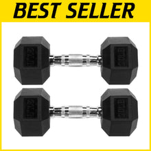 Load image into Gallery viewer, Comfort-Grip 20LB Rubber Hex Dumbbell Pair - Ideal for Full Body Workouts