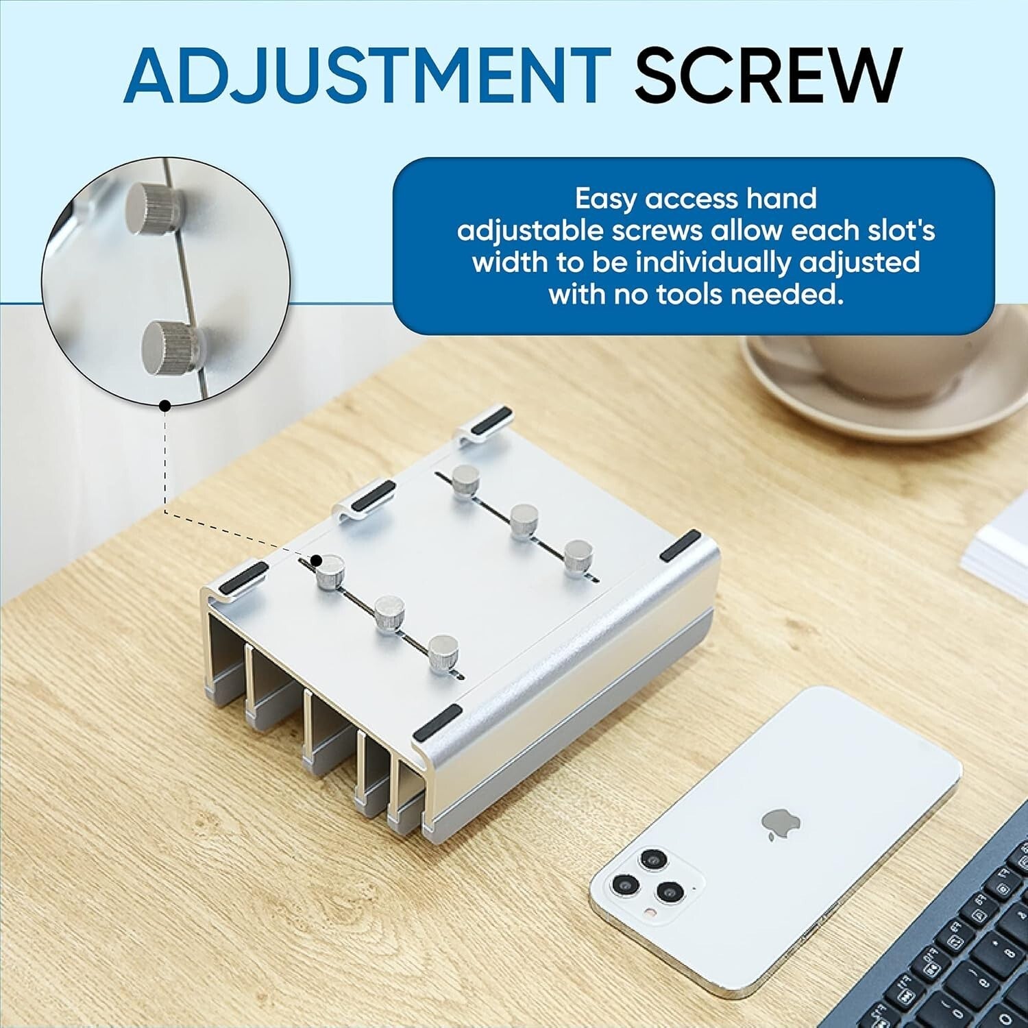 Adjustable Laptop Stand Holds 5 Devices - Modern Design & Tool-Free Adjustment