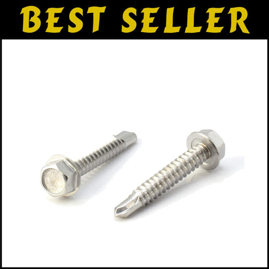 Hex Washer Head Self-Drilling Screws - 1.5" Length, 100ct for Professionals