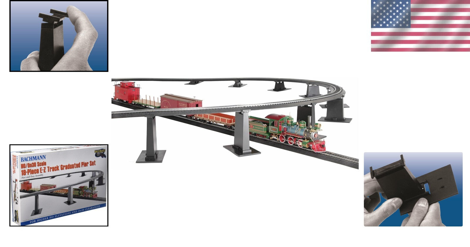 Customizable 18 PC. Graduated Pier Set - Compatible with HO & On30 E-Z Track