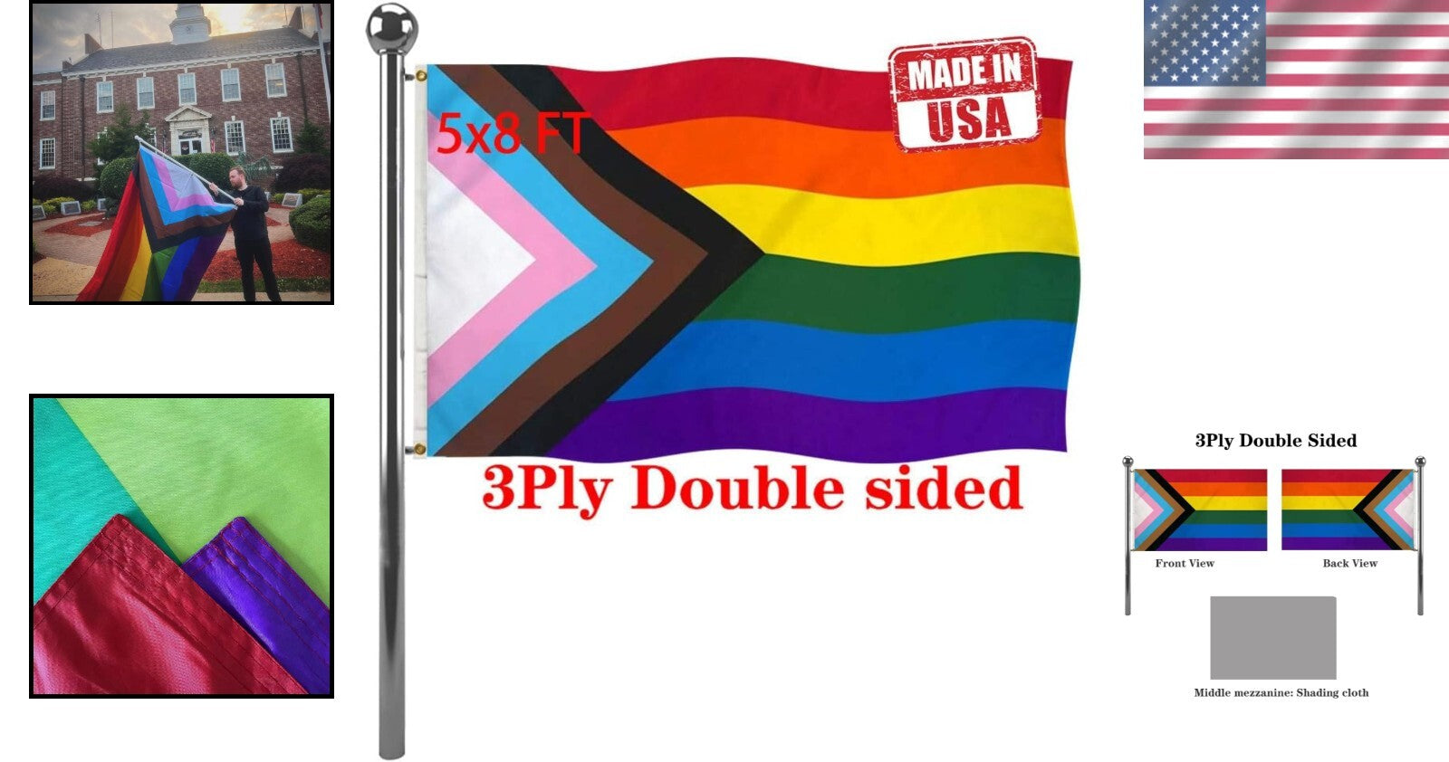 Inclusive Heavy Duty Double-Sided Rainbow Flag 5x8 - Perfect for Every Occasion