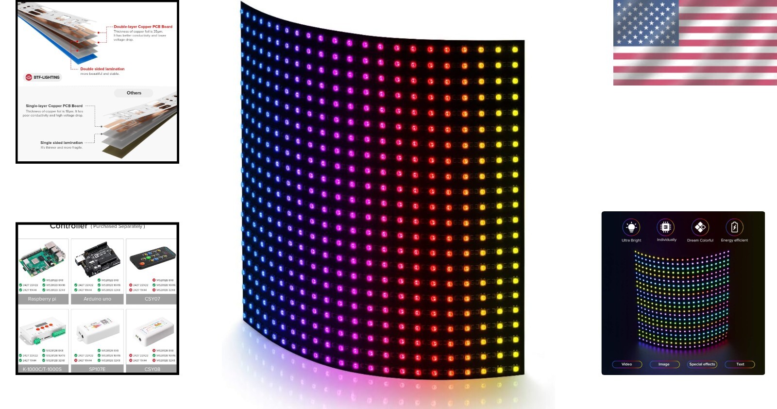 Flexible WS2812B RGB LED Matrix 22x22 - Vibrant Display for Weddings & Christmas