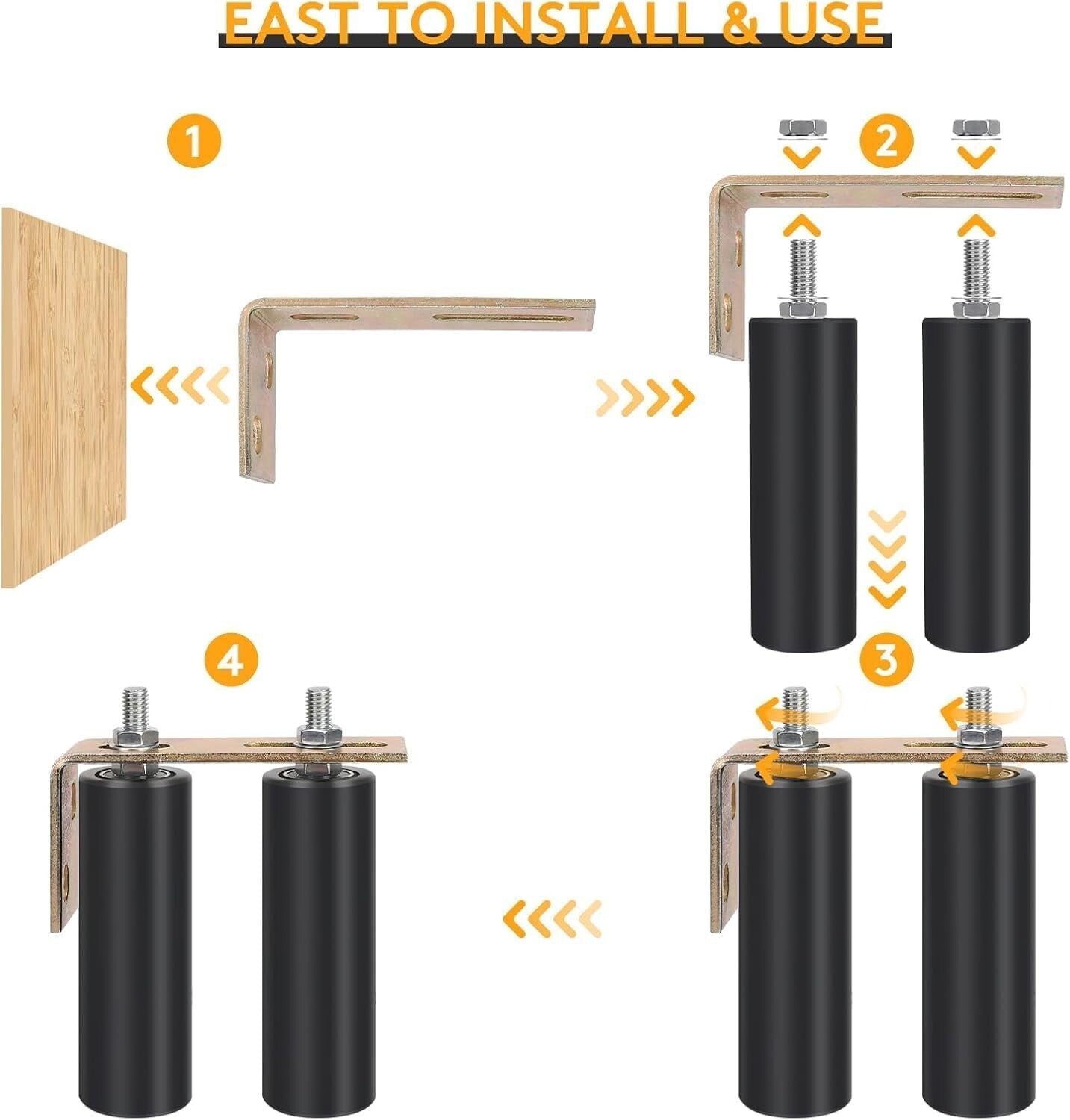 Versatile 2 Pack 6" Sliding Gate Roller Guide with Corrosion-Resistant Brackets