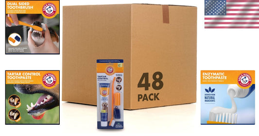 Premium Dog Dental Kit with Enzymatic Toothpaste & Safe Fingerbrush - 48 Count